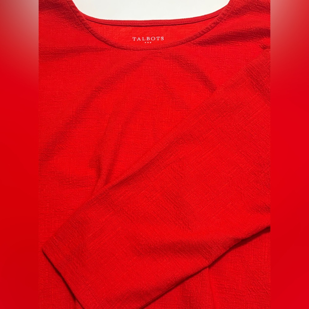 Talbots Women's Bright Red Long Sleeve Top - Picture 5 of 6